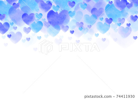 白色情人節材料水彩藍色/紫色心形湧現的圖像水平背景白色其他可用的顏色 白色情人節材料水彩藍色/紫色心形湧現的圖像水平背景白色其他可用的顏色 74411930