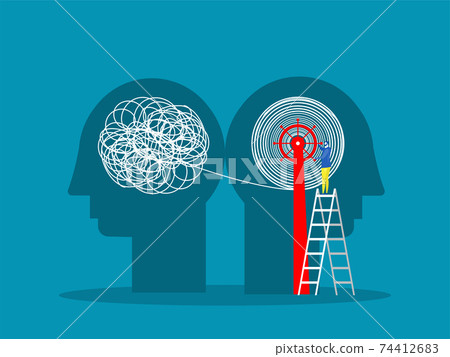 The opposite mindset chaos and order in thoughts concept. vector illustration 74412683