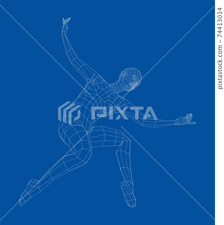 Wireframe ballerina in dance pose. Vector Wireframe ballerina in dance pose. Vector 74413014