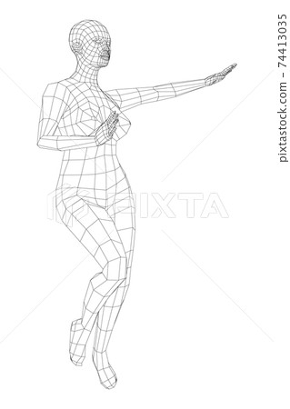 Wireframe ballerina in dance pose. Vector Wireframe ballerina in dance pose. Vector 74413035