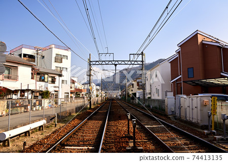 Local line rails and blue sky Local line rails and blue sky 74413135
