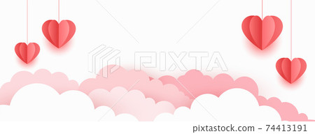 valentines day banner in paper cut style valentines day banner in paper cut style 74413191