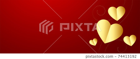 valentines day banner with golden hearts and... - Stock Illustration ...