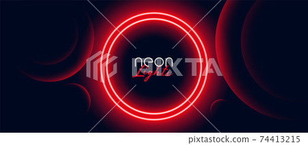 red neon circle light frame banner design 74413215