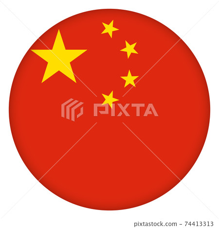 Flag of China round icon, badge or button. Chinese national symbol. Template design, vector illustration. Flag of China round icon, badge or button. Chinese national symbol. Template design, vector illustration. 74413313