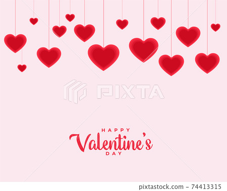 happy valentines day love background with hanging hearts 74413315