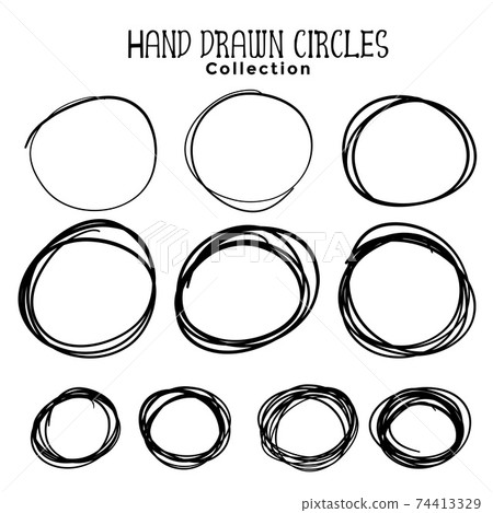 hand drawn circle scribbles set of ten 74413329