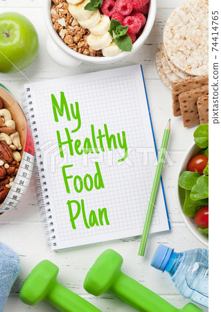 Healthy food and fitness concept 74414765