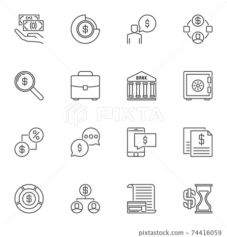 Set of Money vector concept icons in outline style Set of Money vector concept icons in outline style 74416059