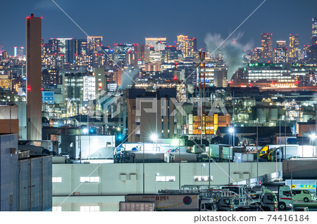 《神奈川》工廠夜景和城市夜景 74416184