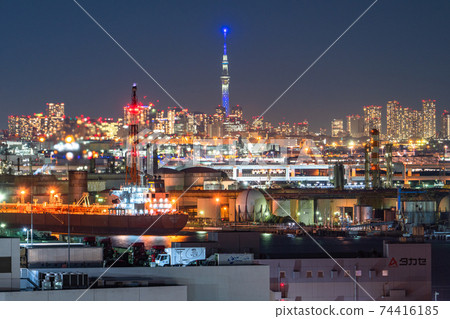 《神奈川》工廠夜景和城市夜景 74416185