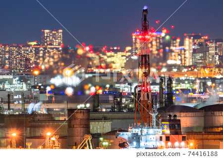 《Kanagawa》 Factory night view and city night view 74416188