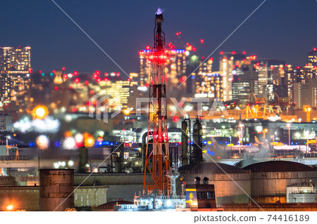 《神奈川》工廠夜景和城市夜景 74416189