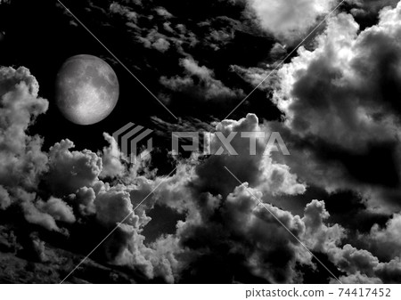 The moon in the night sky 74417452