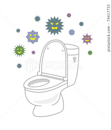 廁所已被病毒和細菌感染的插圖圖像 74417735