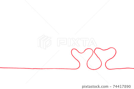 Red thread two hearts line for Valentine's Day isolated on white background. Red thread two hearts line for Valentine's Day isolated on white background. 74417890