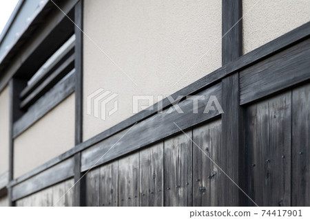 Japanese house, black fence building 74417901