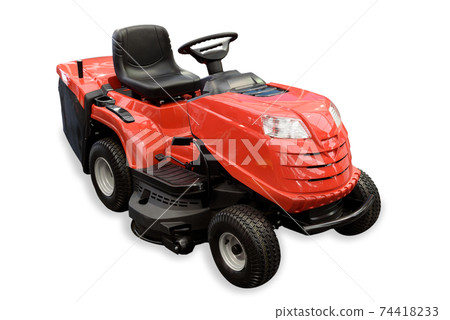 Gardening equipment - generic red tractor mower isolated on a white background. PNG file with transparent background. Gardening equipment - generic red tractor mower isolated on a white background. PNG file with transparent background. 74418233