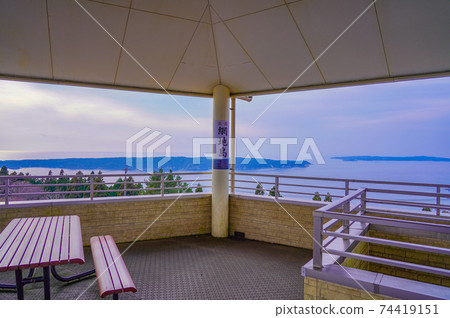 Aji Island seen from the observation building of Oshika Gobansho Park (Ishinomaki City, Miyagi Prefecture) 74419151