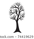 Tree silhouette isolated illustration on white background 74419629