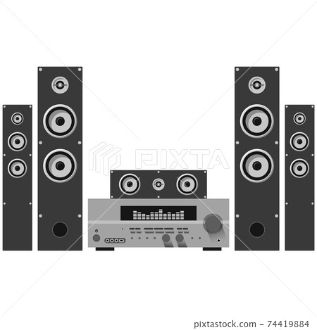 Home theatre acoustic system isolated on white background Home theatre acoustic system isolated on white background 74419884