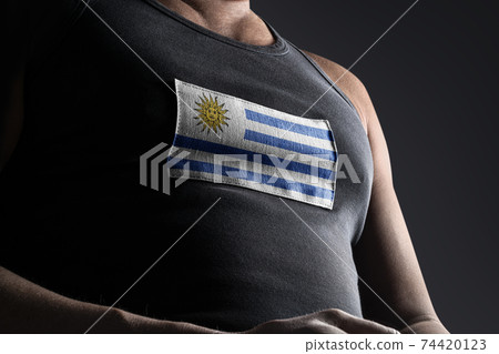The national flag of Uruguay on the athlete's chest 74420123