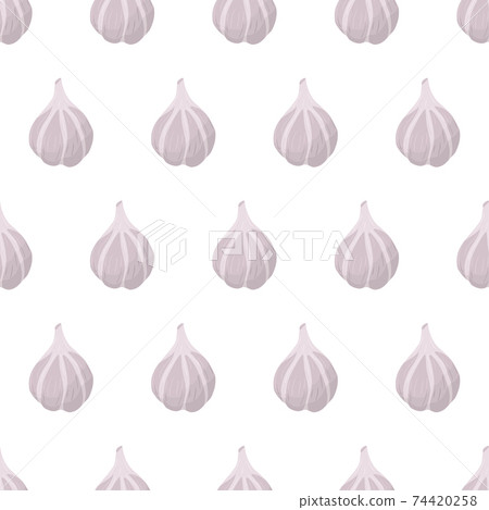 Garlic bulb seamless pattern in cartoon art style. 74420258