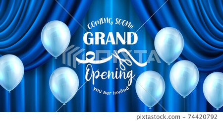 Blue curtain background. Grand opening event... - Stock Illustration  [74420792] - PIXTA