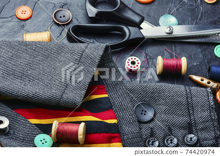 Fabrics and sewing tools 74420974
