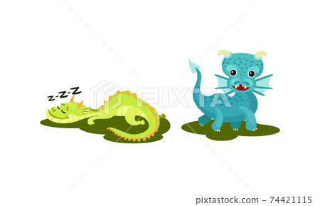 Little Baby Dragons as Fairy Winged Creatures Capable of Breathing Fire Vector Set Little Baby Dragons as Fairy Winged Creatures Capable of Breathing Fire Vector Set 74421115