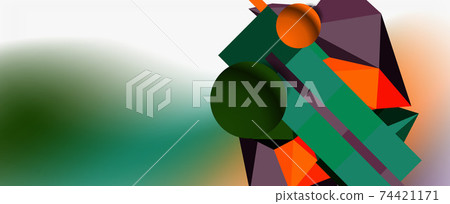 Trendy 3d geometric composition, design template for business or technology presentation, internet poster or web brochure cover 74421171