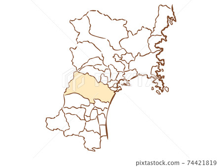 Sendai City, Miyagi Prefecture Map by... - Stock Illustration [74421819 ...