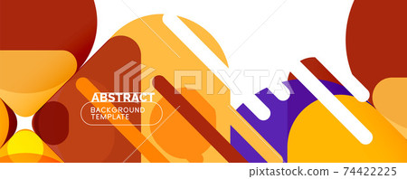 Flat geometric round shapes and dynamic lines, abstract background. Vector illustration for placards, brochures, posters and banners 74422225
