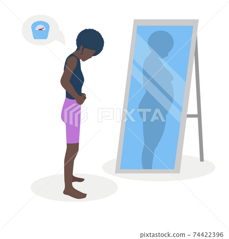 Flat vector illustration of a black skinny girl...-插圖素材 [74422396