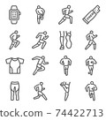 Running icon illustration vector set. Contains such icons as energy bar, smart watch, run, runner, exercise, workout, and more. Expanded Stroke 74422713