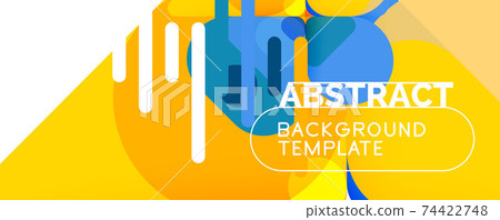 Flat geometric round shapes and dynamic lines, abstract background. Vector illustration for placards, brochures, posters and banners Flat geometric round shapes and dynamic lines, abstract background. Vector illustration for placards, brochures, posters and banners 74422748