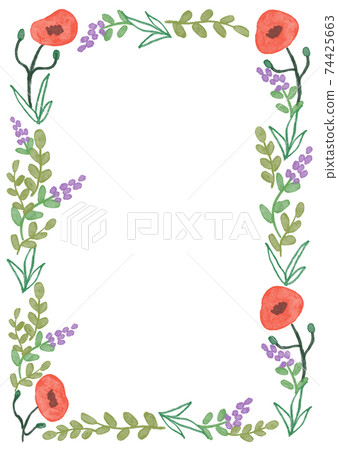 Anemone lavender botanical frame Anemone lavender botanical frame 74425663