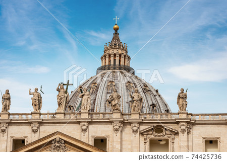 Closeup of the famous Basilica of Saint Peter - Vatican city Rome Closeup of the famous Basilica of Saint Peter - Vatican city Rome 74425736