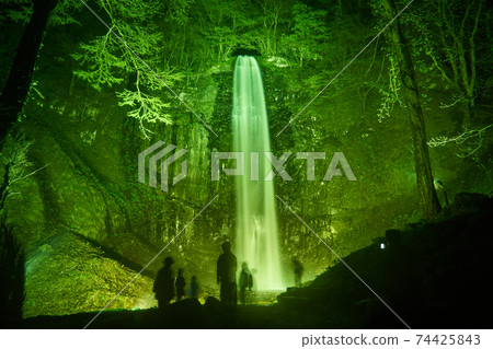 Tamasudare Falls at night in Sakata City, Yamagata Prefecture 74425843