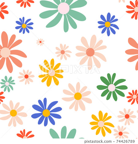Seamless Pattern Background with Simple Flower Design Elements. Vector Illustration EPS10 Seamless Pattern Background with Simple Flower Design Elements. Vector Illustration EPS10 74426789
