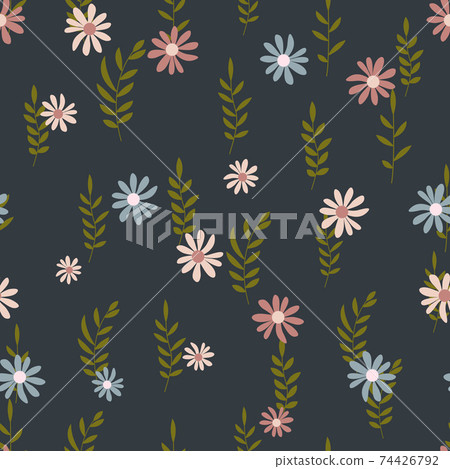 Seamless Pattern Background with Simple Flower Design Elements. Vector Illustration EPS10 Seamless Pattern Background with Simple Flower Design Elements. Vector Illustration EPS10 74426792