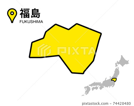 福島縣變形地圖矢量插圖素材 74428480