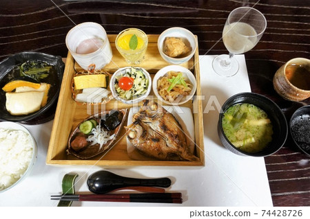 Hagi no Yado Tomoe Ryokan Breakfast with grilled seaperch 74428726