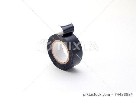 Roll of black insulating tape isolated on a white. 74428884