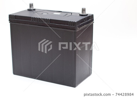 Black rechargeable car battery isolated on white background. Black rechargeable car battery isolated on white background. 74428984