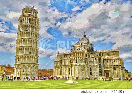 意大利比薩斜塔的景觀 74430591
