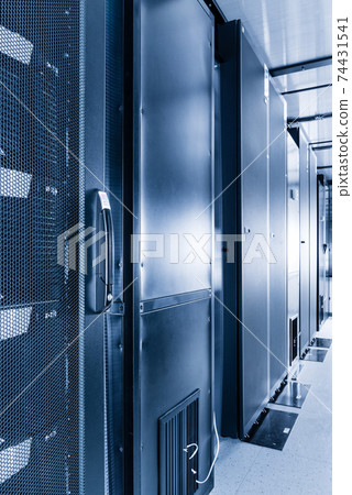 row of sever racks with perspective projection 74431541