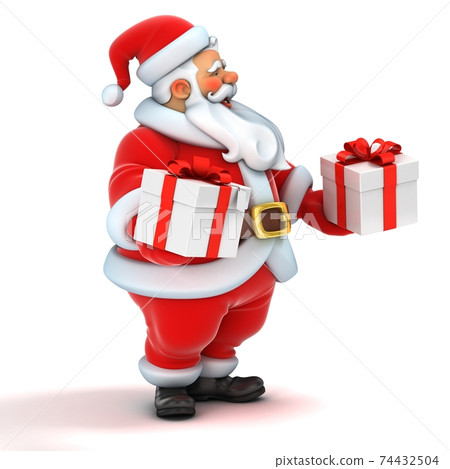 santa claus holding gift box santa claus holding gift box 74432504