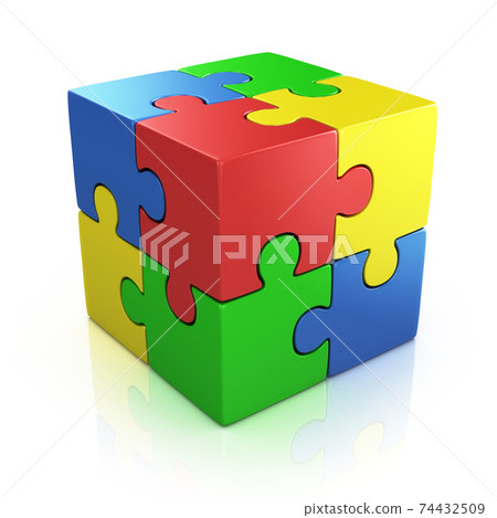 cubical 3d puzzle 3d rendering cubical 3d puzzle 3d rendering 74432509