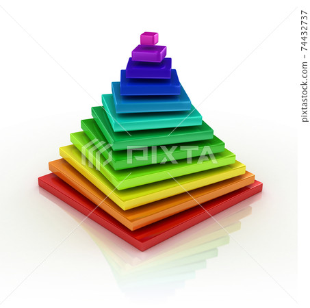 abstract colorful pyramid 3d rendering 74432737
